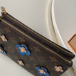 LV Pochette Double Zip Monogram Canvas Blue Blooming Flowers