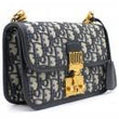 Dior Addict Flap Bag Blue Oblique Canvas With Chain