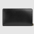 Gucci Leather Zip Around Wallet With Web Black