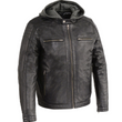 Leather Jacket with Removable Hood