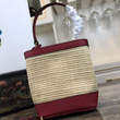 Prada Panier Medium Straw Bag Red