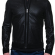 Mosaic Leather Bomber Jacket