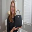 LV Capucines MM Noir Python Leather Trim