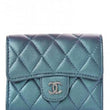 Chanel Classic Card Holder Grained Calfskin Iridescent Turquoise