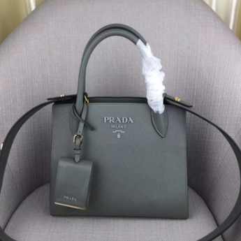 Prada Monochrome Saffiano Leather Bag Grey