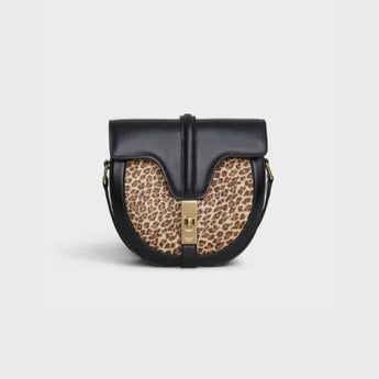 Celine Small Besace 16 Bag In Pony Calfskin With Leopard Print