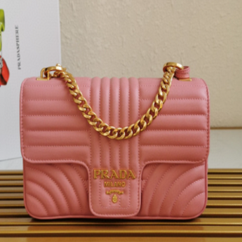 Prada Diagramme Medium Leather Bag Pink