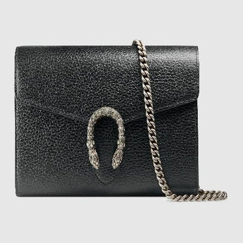Gucci Dionysus GG Supreme Mini Leather Chain Bag Black