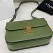 Celine Medium Triomphe Bag In Shiny Calfskin Light Khaki