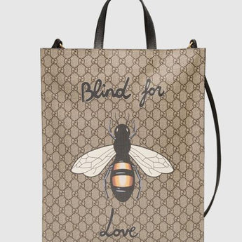 Gucci Bee Print Soft GG Supreme Tote