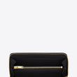 Saint Laurent Compact Zip Around Wallet Black Grain De Poudre