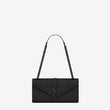 Saint Laurent Envelope Medium Bag Mix Matelassé Grain De Poudre Embossed leather Black Black-Toned