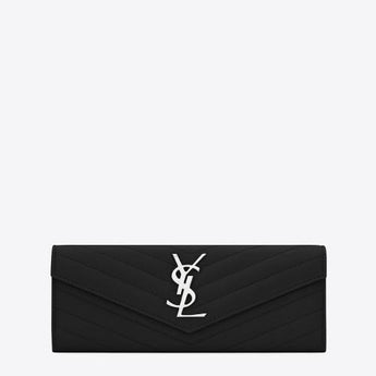 Saint Laurent Monogram Large Flap Wallet Black De Poudre
