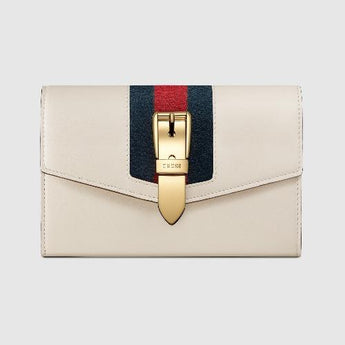 Gucci Sylvie Leather Mini Chain Bag White