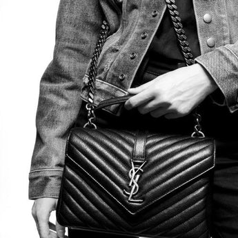 Saint Laurent Classic Medium College Monogram Earth Grey Silver-Toned