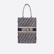 Dior Book Tote Bag In Embroidered Canvas Blue Dior Oblique