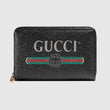 Gucci Print Leather Zip Around Wallet Black