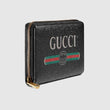 Gucci Print Leather Zip Around Wallet Black