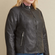 Plus Size Leather Scuba Jacket