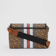 Burberry Monogram Stripe E-canvas Note Crossbody Bag Bridle Brown