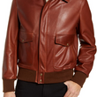 Pebble Texture Leather Bomber Jacket