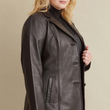 Plus Size Notch Collar Leather Jacket
