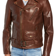 Tanned Cowhide Leather Moto Jacket