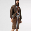 Burberry The Monogram Stripe E-canvas And Leather Barrel Bag Bridle Brown