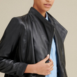 Asymmetrical Ribbed Leather Jacket