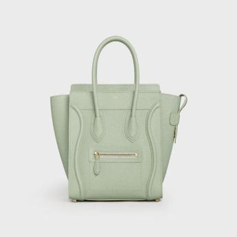 Celine Micro Luggage Handbag In Drummed Calfskin Light Khaki