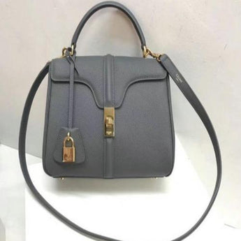 Celine Small 16 Bag In Grained Calfskin Medium Grey