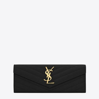 Saint Laurent Monogram Large Flap Wallet Black De Poudre