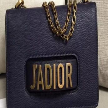 J’Adior Calfskin Flap Bag Dark Blue