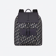 Dior Navy Blue Oblique Drawstring Motion Backpack Black/Beige