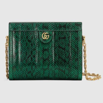 Gucci Ophidia Small Snakeskin Shoulder Bag Emerald
