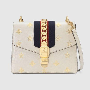 Gucci Sylvie Bee Star Small Shoulder Bag White