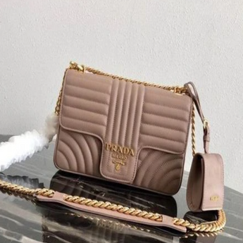 Prada Diagramme Medium Leather Bag Magnolia