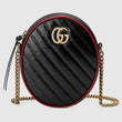 Gucci GG Marmont Mini Round Shoulder Bag Black Cerise