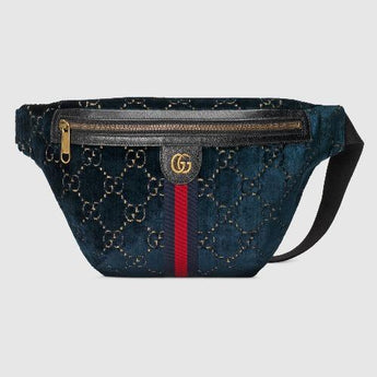 GG Velvet Belt Bag Dark Blue