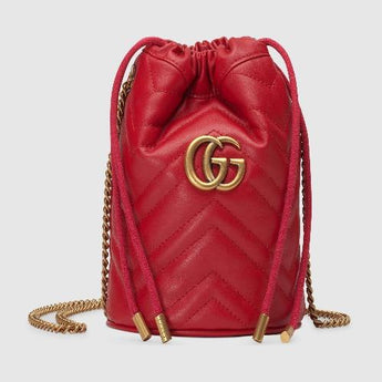 Gucci GG Matelassé Marmont Backpack Bag Hibiscus Red