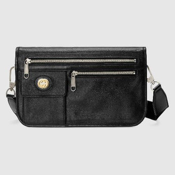 Gucci Medium Soft Leather Messenger Bag Black
