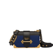 Prada Cahier Leather Shoulder Bag Blue