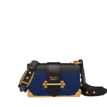 Prada Cahier Leather Shoulder Bag Blue