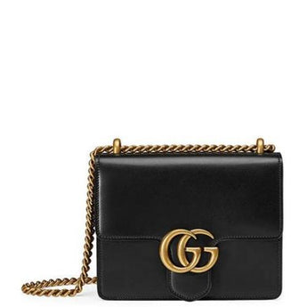 Gucci GG Small Marmont Leather Shoulder Bag Black