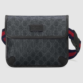 Gucci GG Supreme Black Flap Belt Bag