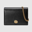 Gucci Leather Chain Card Case Wallet Gold/Black
