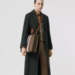 Burberry Monogram Stripe E-Canvas Portrait Tote Bag Bridle Brown