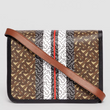 Burberry Medium Monogram Stripe E-Canvas TB Bag Bridle Brown