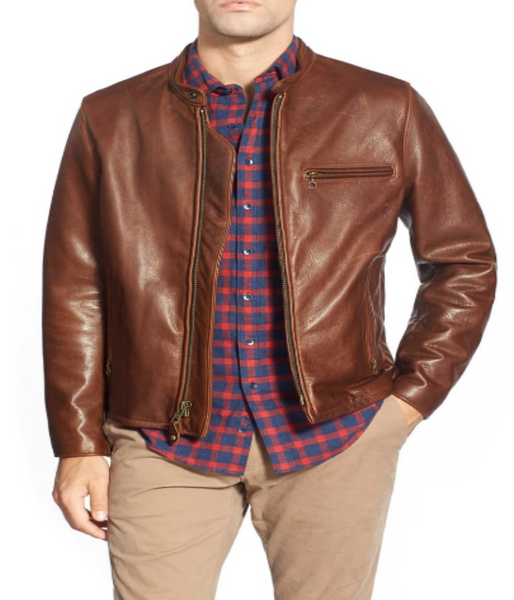 Tanned Cowhide Leather Moto Jacket