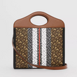 Burberry Mini Monogram Stripe E-Canvas Pocket Bag Bridle Brown